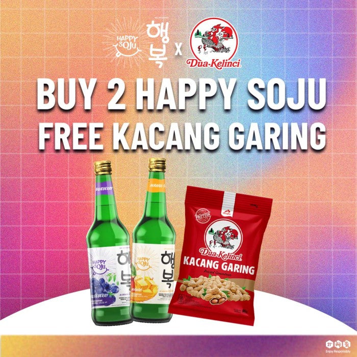 Happy Soju Buy 2 Free Kacang Dua Kelinci 60gr