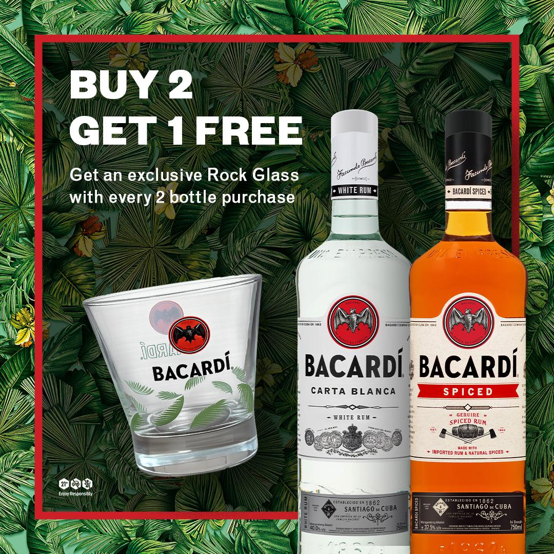 Bacardi Buy 2 Bottles Free 1 Bacardi Rock Glass