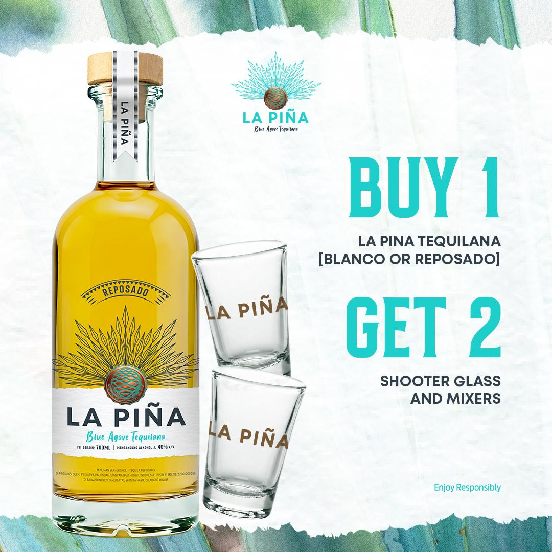 La Pina Tequila Buy 1 Free 2 Shooter Glass