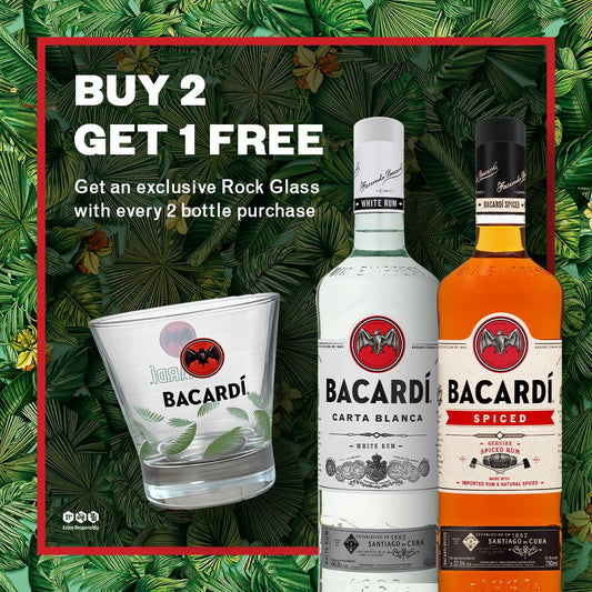 Bacardi Buy 2 Bottles Free 1 Bacardi Rock Glass