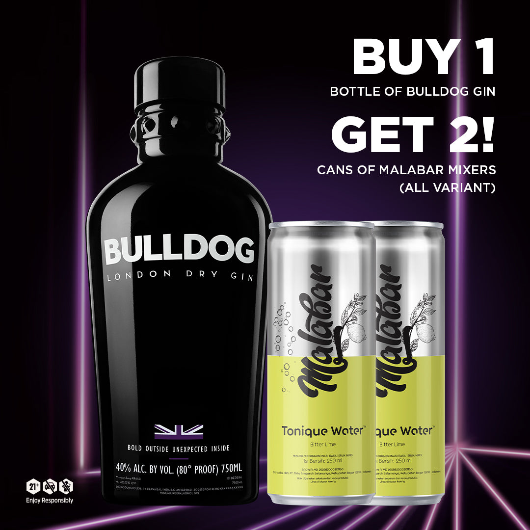Bulldog Dry Gin Buy 1 Bottle Get 2 Malabar Mixers
