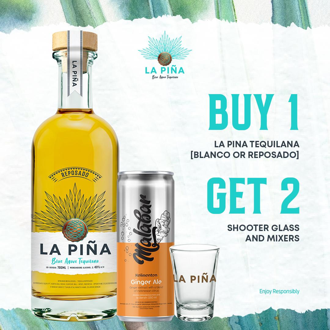 La Pina Tequila Buy 1 Free 2 Shooter Glass